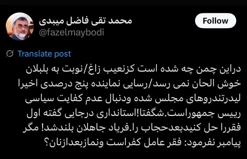 طعنه فاضل میبدی به حمید رسایی؛ نماینده پنج درصدی لیدر تندروهای مجلس شده